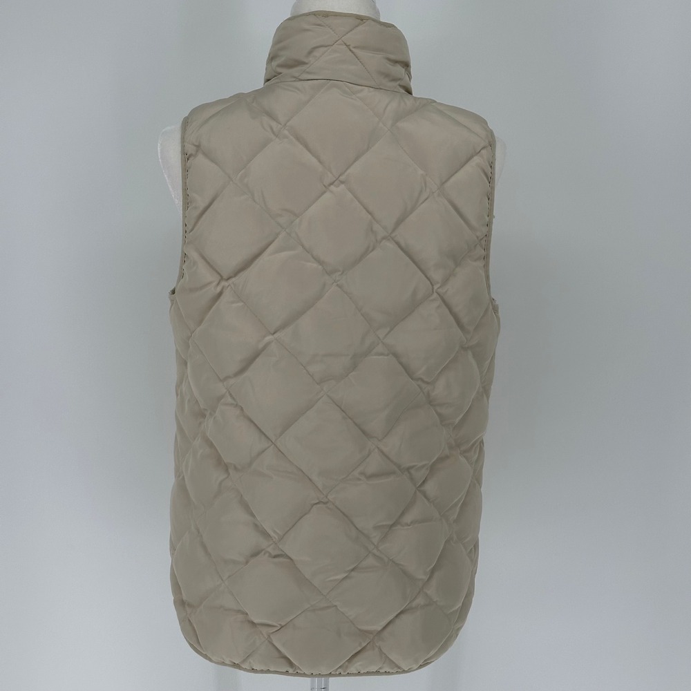 Woolrich Quilted Vest Beige Puffer Stand‎ Collar Zip Front Pockets Women M - Picture 5 of 8